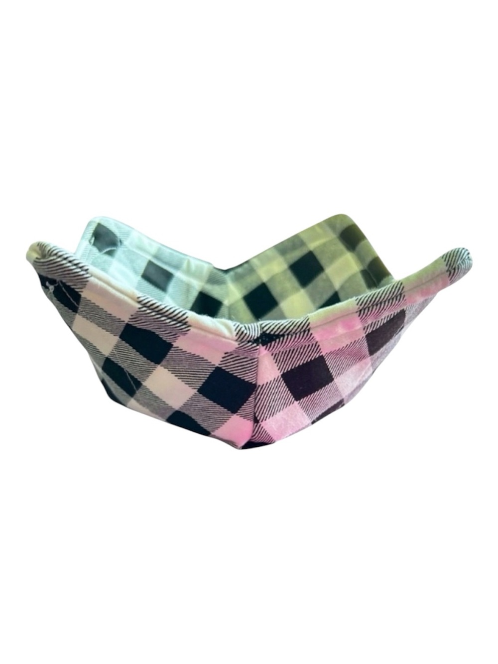 Hand Crafted Black and White Buffalo Plaid Microwave Bowl Cozy 100% Cotton